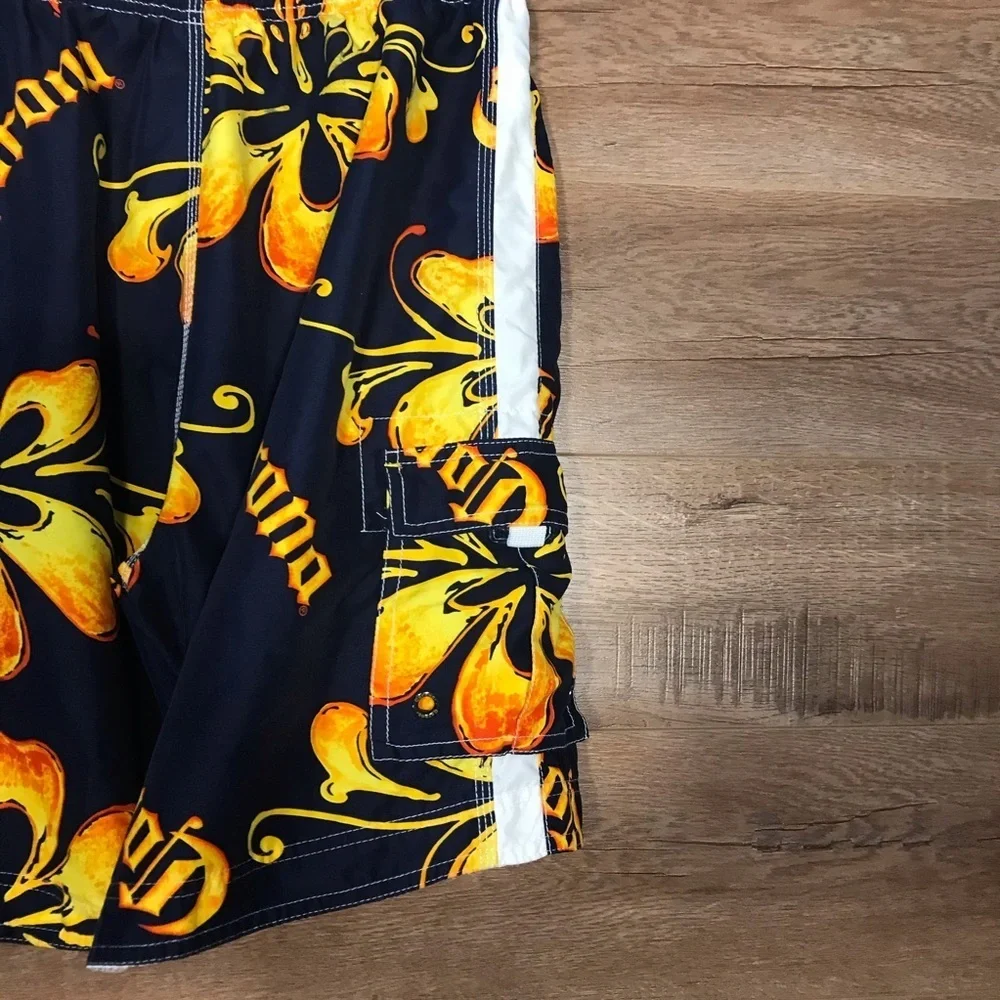 Corona Extra Mens Hawaiian Swim Board Shorts Unlined Size Medium Blue Yellow‎